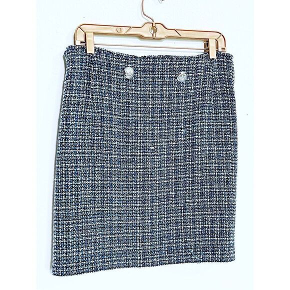 Boutique Blue Plaid Houndstooth Skirt - Picture 1 of 4